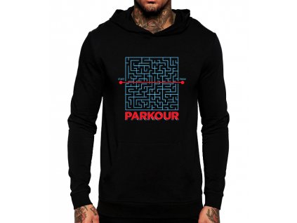 černá unisex mikina s kapucí Parkour