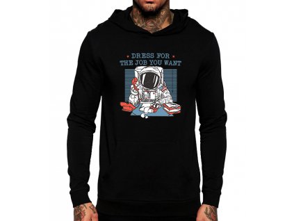 černá unisex mikina s kapucí Práce Kosmonaut