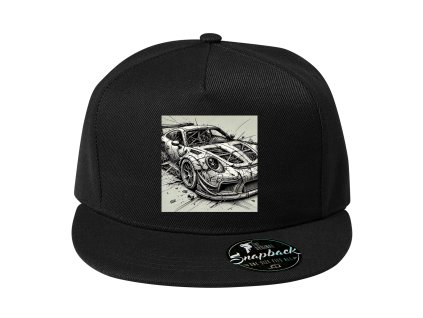 Snapback black Sketch rozbitého závodního Porsche