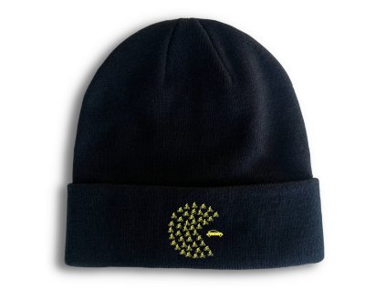 Beanie black Kolo vs. auto kdo vyhraje? Vtipný Pac‑Man motiv