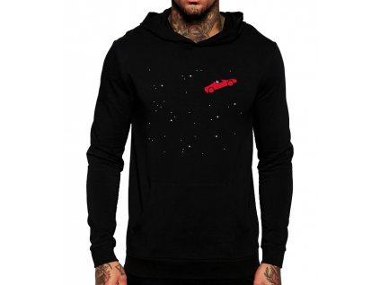 černá unisex mikina s kapucí Roadster Elon Musk