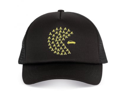 Trucker black Kolo vs. auto kdo vyhraje? Vtipný Pac‑Man motiv
