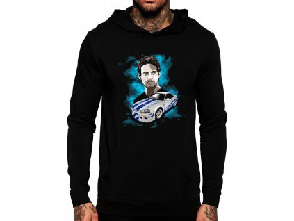 černá unisex mikina s kapucí Rychle a zběsile Paul Walker