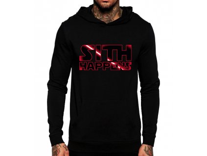 černá unisex mikina s kapucí Sith Happens
