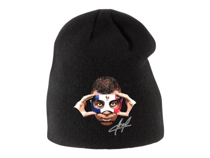 Kids beanie black Mbappé s francouzskou maskou