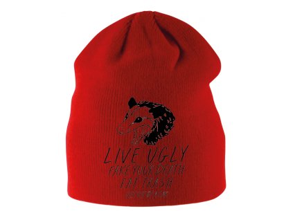 Kids beanie red Possum Životní Motto Tvrdě