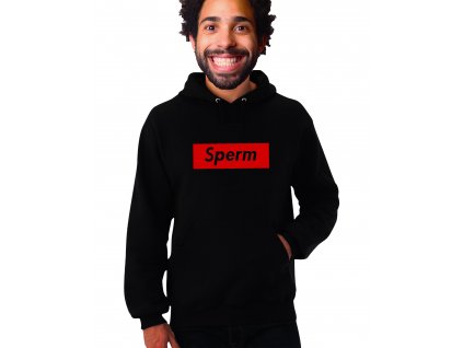 černá unisex mikina s kapucí Sperm parodie Supreme