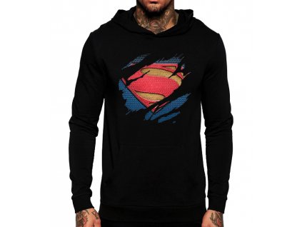 černá unisex mikina s kapucí Superman