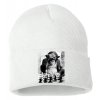 Zimní pletená čepice bílá Šachy opice