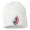 Zimní pletená čepice bílá Kapitán amerika štít