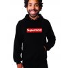 Unisex černá mikina s kapucí supermom parodie supreme