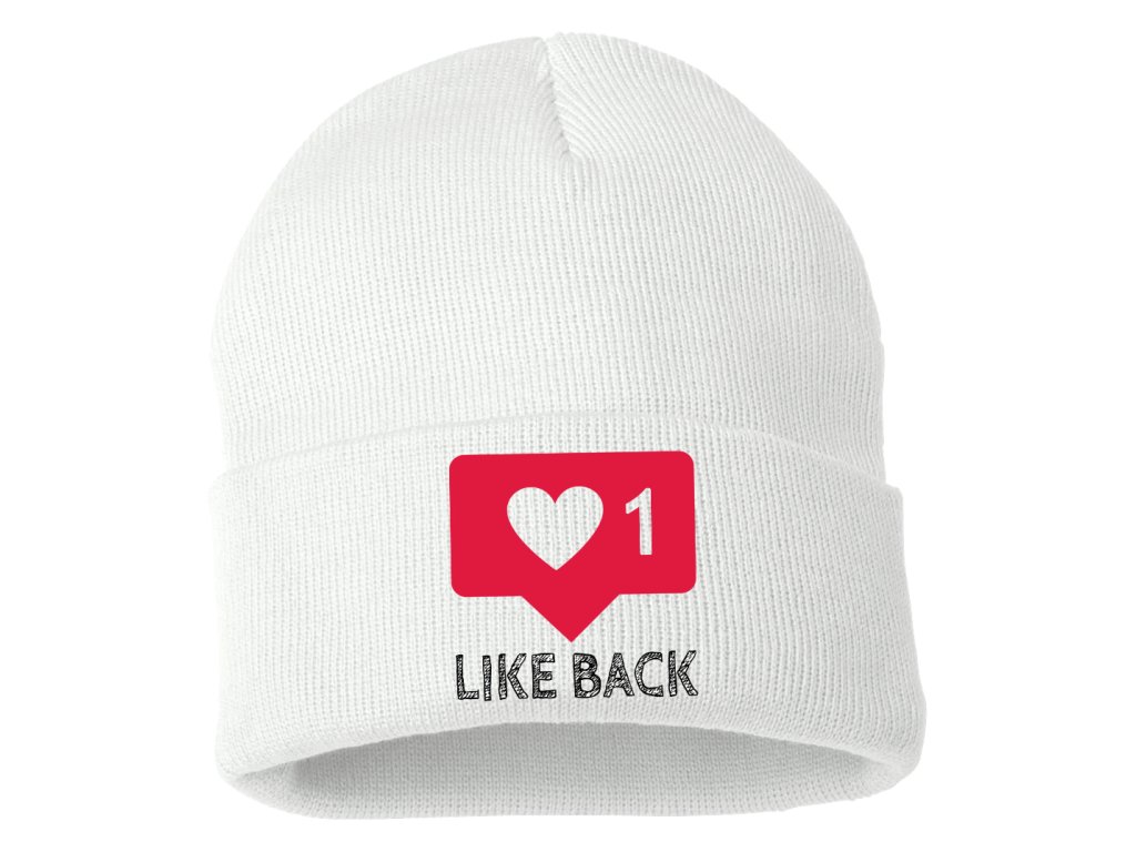 Pletená zimná čiapka Instagram Like srdiečko
