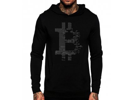 mikina bitcoin znak s kapuci