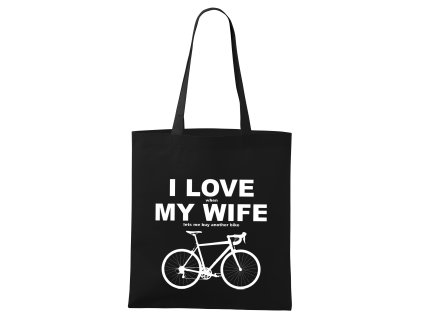 Nákupná taška Milujem ženu keď si môžem kúpiť nový bicykel
