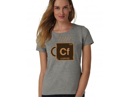 dámské šedé tričko kafe chemická značka kafe