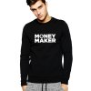 černá unisex mikina bez kapuce Money Maker