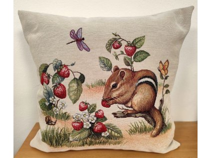 Povlak na polštář gobelín - Pruhovaná veverka
