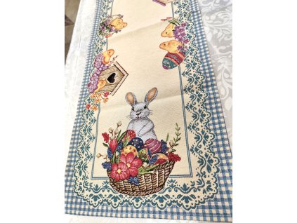 Gobelínový ubrus velikonoční - Zajíček s košíkem