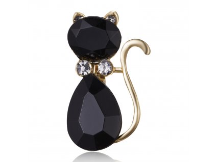 brož kočka černá