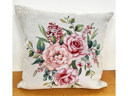 Povlak na polštář gobelín - Růžové růže
