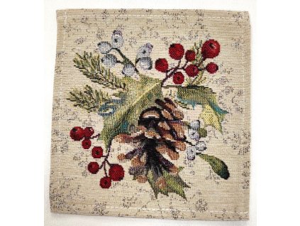 Gobelínové vánoční prostírání - Zimní větvička 20x20