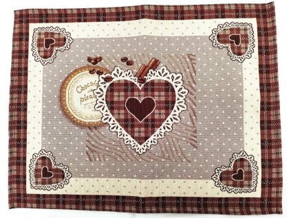 Gobelínové prostírání - Srdce hnědá