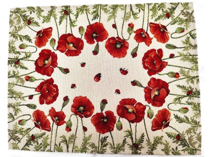 Gobelínové prostírání - Vlčí máky a berušky