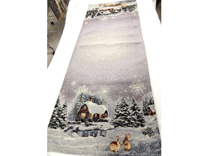 Gobelínový vánoční ubrus - Zasněžená zimní krajina