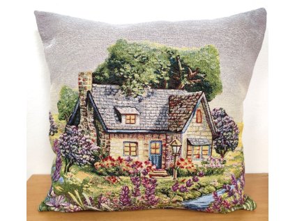 Povlak na polštář gobelín - Venkovský domek