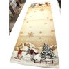 Gobelínový vánoční ubrus - Zimní chaloupka zlatý lurex