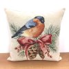 Vánoční povlak na polštář gobelín  - Ptáček se šiškami