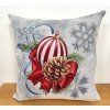 Vánoční povlak na polštář gobelín  - Vánoční koule se šiškou