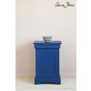 Napoleonic Blue side table, Antoinette Wall Paint, Dulcet in Graphite curtian, Linen Union Old Violet + Old White lampshade, 72dpi image 1