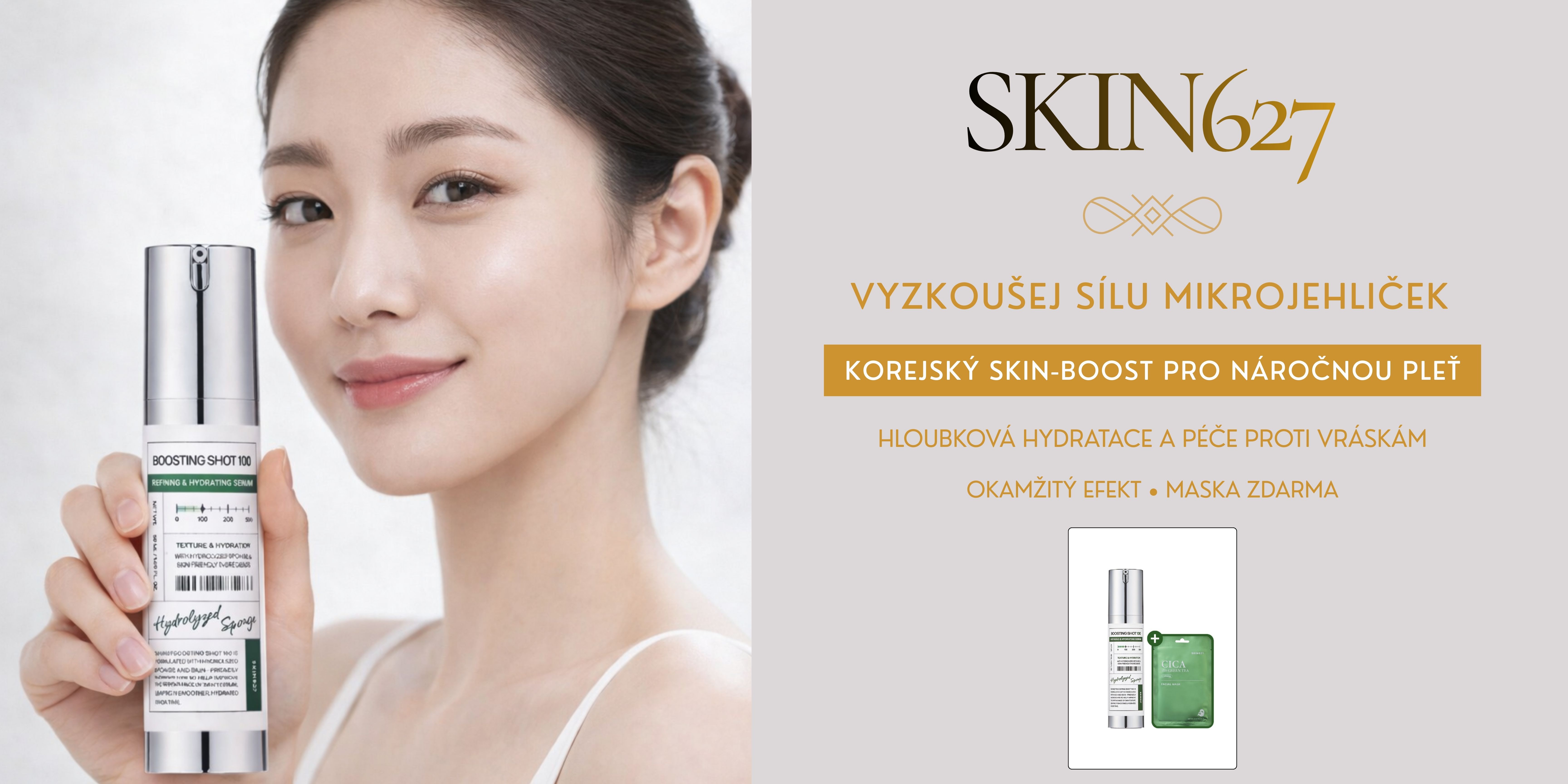SKIN627 Boosting Shot 100 – korejské pleťové sérum s mikrojehličkami pro hydrataci a regeneraci pleti