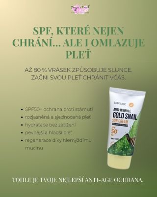 Každodenní ochrana, která dělá rozdíl. SPF Lebelage Anti-Wrinkle Gold Snail Sun Cream spojuje vysokou ochranu s anti-age...