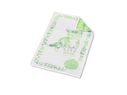 RUČNÍK KOČIČKA ZELENÝ MELÍR