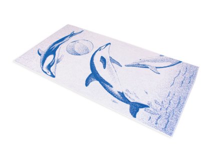 OSUŠKA DELFÍN MODRO BÍLÝ 75x140