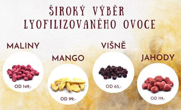 Široký výběr lyofilizovaného ovoce