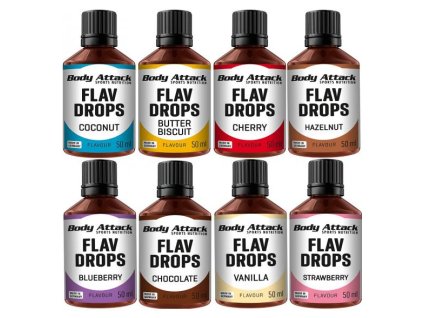 Body Attack Flav Drops 50 ml ochucovací kapky bez kalorií EXP 31/10/23