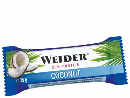 EXP 2/2024 Weider 21% Protein Bar 35g Coconut proteinová tyčinka s kousky kokosu