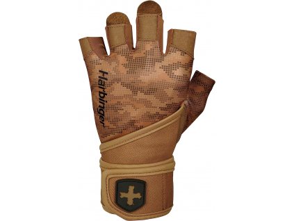 Harbinger 2.0 Pro Wristwrap Tan Camo, unisex fitness rukavice s omotávkou zápěstí (Varianta Velikost S)