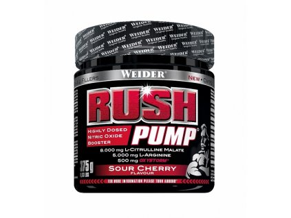 Weider Rush Pump, 375 g, předtréninková vasodilatační směs bez kofeinu a kreatinu (Varianta Višeň)