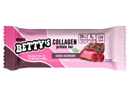Weider Betty´s Collagen Protein Bar 50 g, proteinová tyčinka s hydrolysovaným kolagenem (Varianta Choco - Raspberry)
