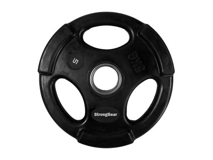 StrongGear Černé Pogumované Tri-Grip Kotouče (Váha 15 kg)