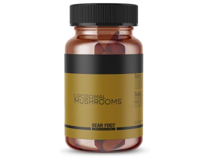 Bear Foot Liposomal Mushrooms 30 kapslí, extrakty z liposomálních hub Agaricus Blazei, Chaga, Reishi, Lion´s Mane, Maitake (Varianta Shitake)