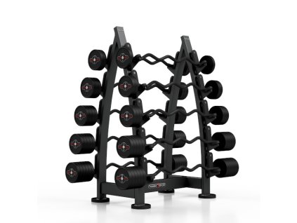 Sada černých, lomených, obouručních činek se stojanem MARBO MF-S001 10-55 kg (10 kusů)