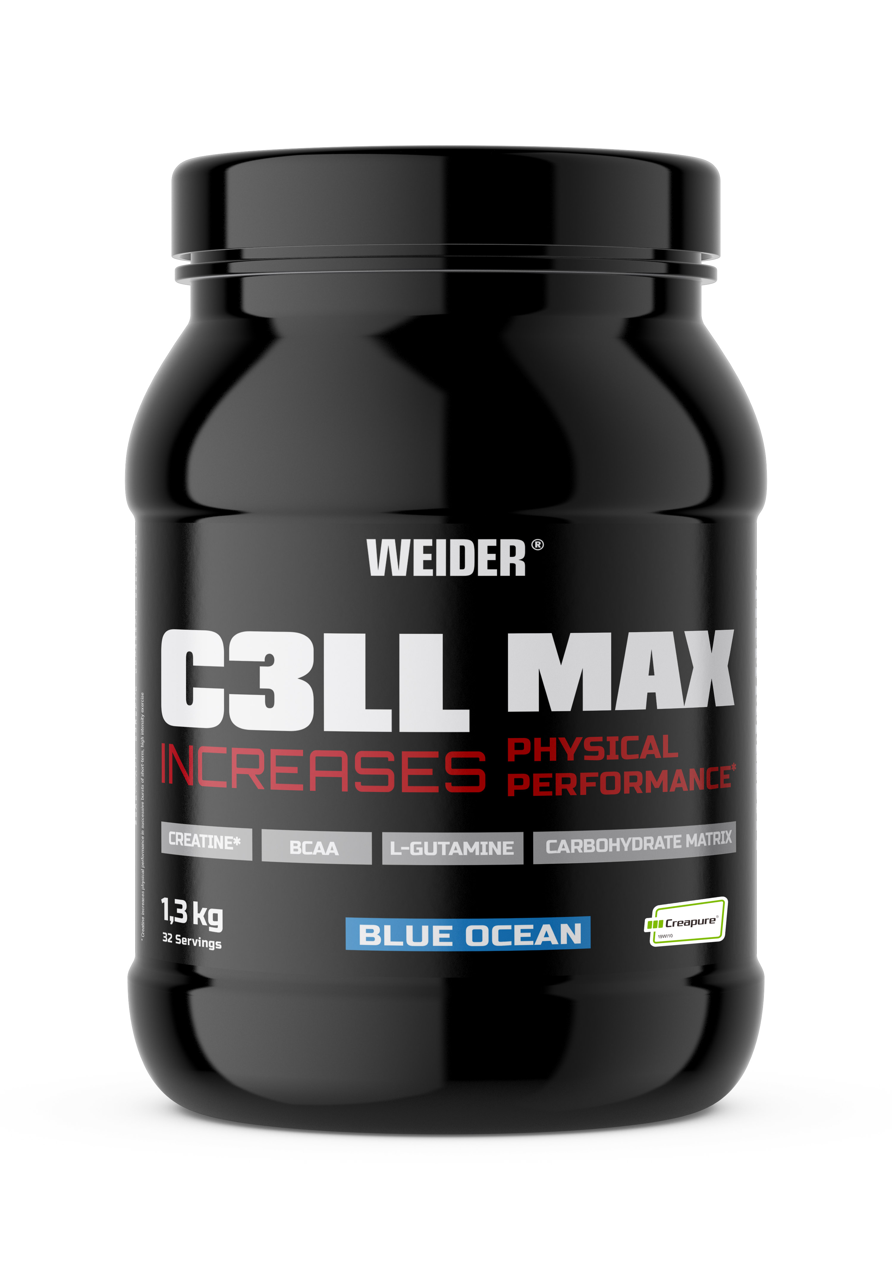 Weider Cell Max 1,3 kg, potréninkový nápoj s dextrózou, kreatinem, l-glutaminem Varianta: Blue Ocean