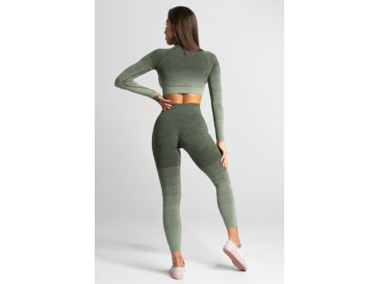 Gym Glamour Legíny Bezešvé Khaki Ombre (Barva Zelená, Velikost L, Určeno pro Ženy)