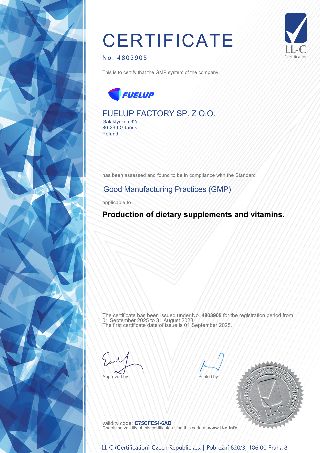 Certifikát GMP – FUELUP FACTORY Sp. z o.o.