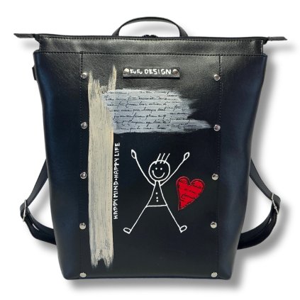 FuFu batoh - ručně malovaný s panáčkem